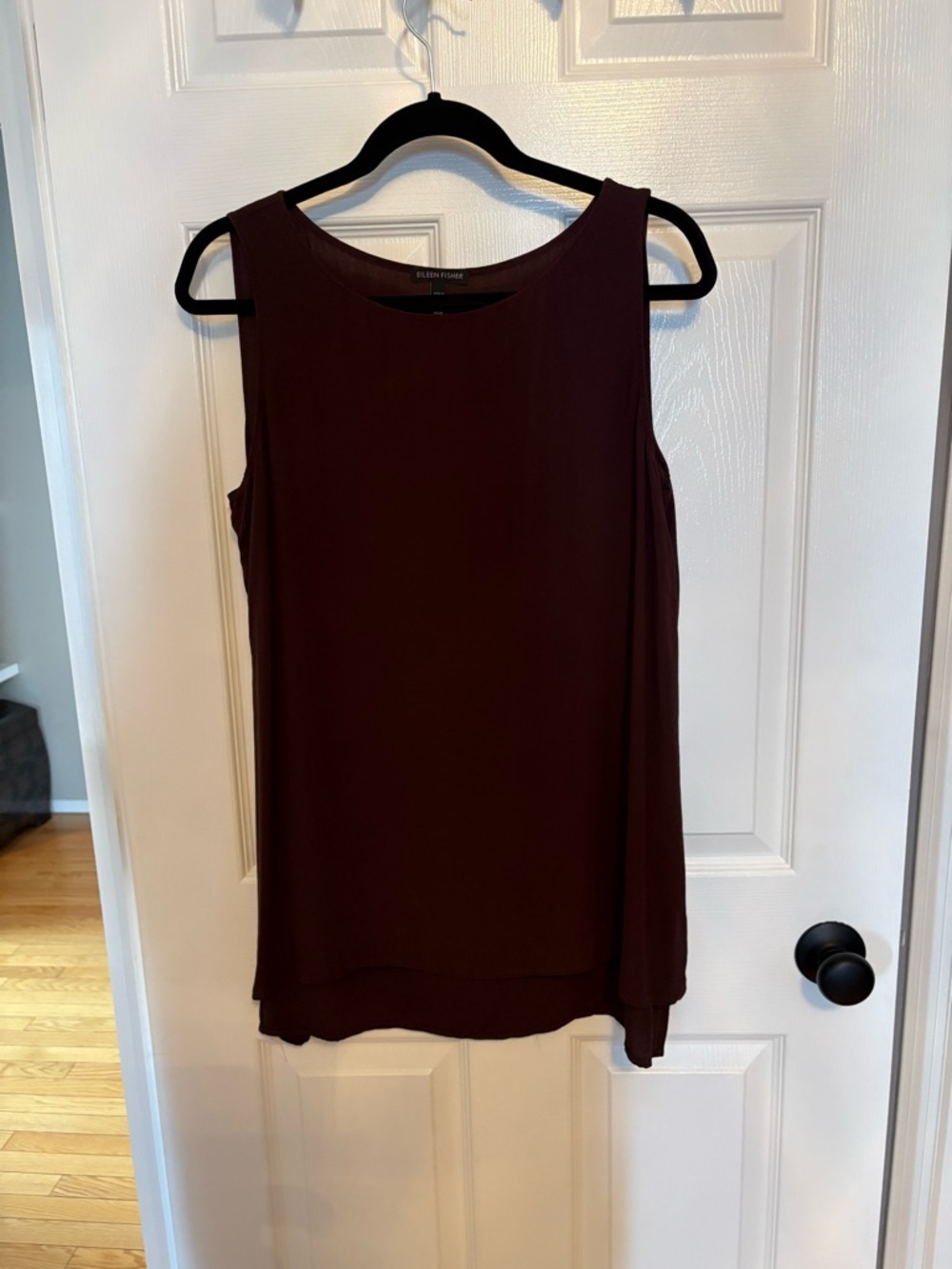 Eileen Fisher Sleeveless Layered Shell Top - Burgundy Washable Silk